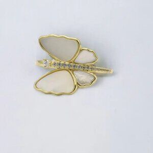 Beautiful Pave Outlined Stone Butterfly Ring | Sparkling Size 7